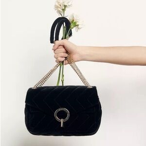 Sandro Yza Quilted Velvet Bag